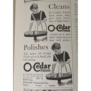 1916 & 1939 O Cedar Polish Advertisement "Cleans" "Polishes"